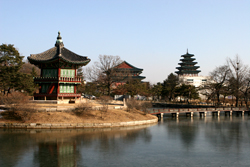 Hwangwonji left and National folk museum far right in the back