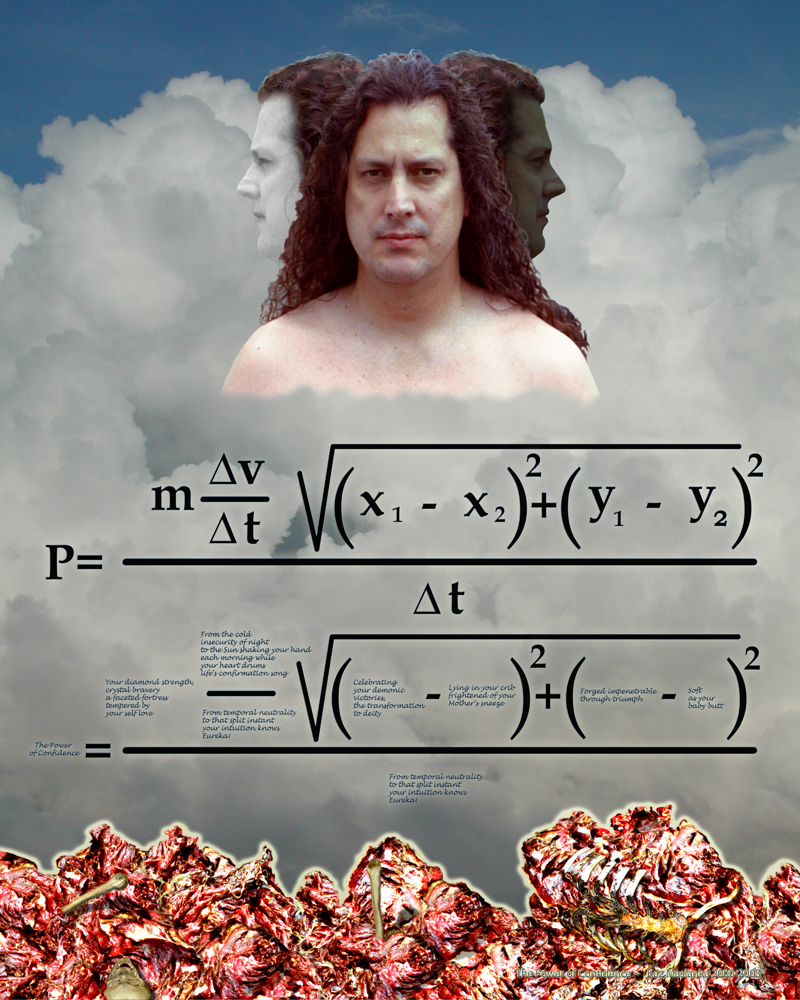 The Power of Confidence, 2000–2003 — the physics equation for power with each variable replaced by a phrase